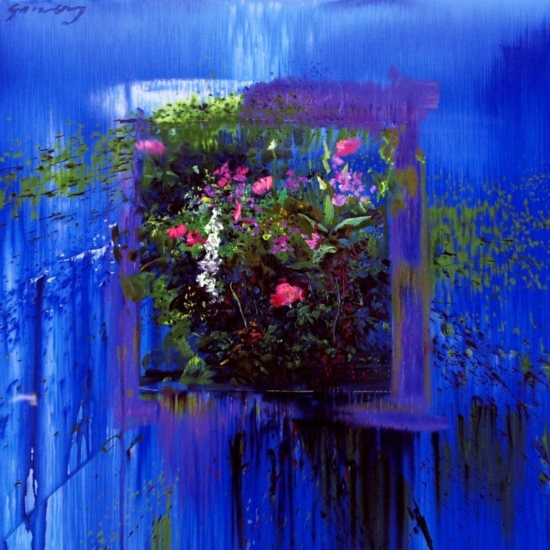ホアキン・トレンツ・リャドの絵画作品　タイトルは、ジヴェルニーの花 Flores de Giverny